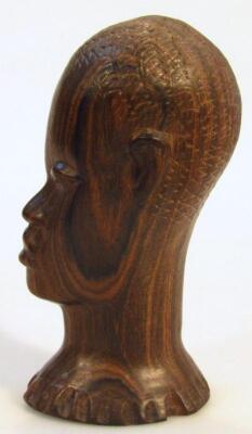 Three various mid-20thC African carved hardwood heads - 4