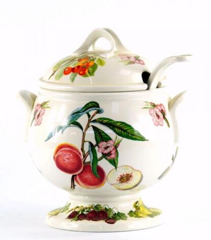 A Portmeirion pottery soup tureen and ladle decorated in the Pomona pattern