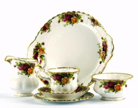 A Royal Albert porcelain part tea service decorated in the Old Country Roses pattern