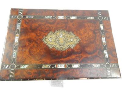 A Victorian burr walnut writing slope - 3