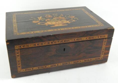 A Victorian rosewood and marquetry inlaid writing slope