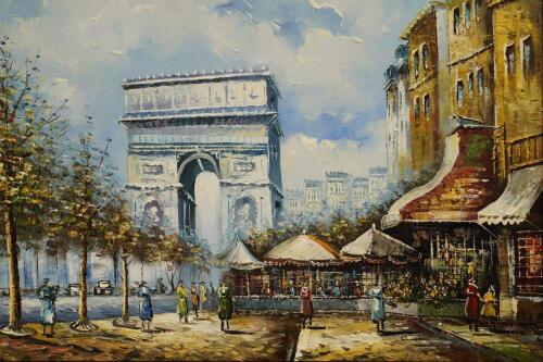 P Andrea (French 20thC). Arc de Triomphe from the Champs Elysee