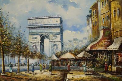 P Andrea (French 20thC). Arc de Triomphe from the Champs Elysee