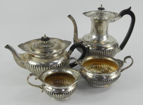 An Edwardian silver four piece tea and coffee set