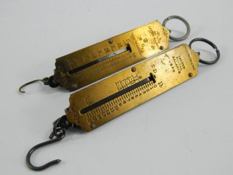 Two Salter brass postal balance scales.