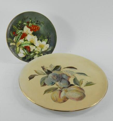 Two Victorian painted dishes