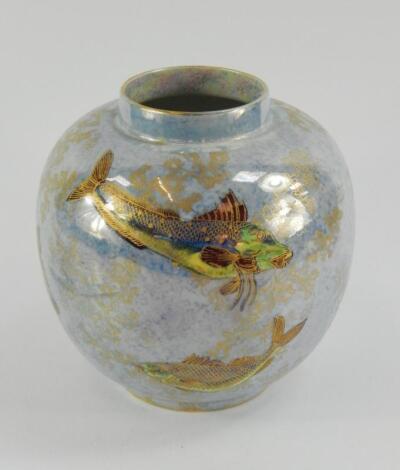 A Wilton Ware lustre fish vase