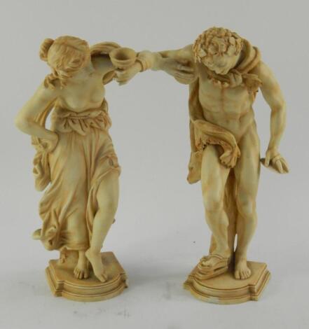 A pair of Continental blush porcelain figures