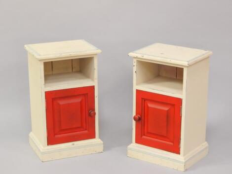 A pair of painted pine pot cupboards