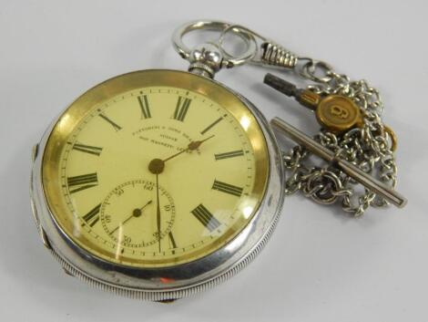 A gentleman's white metal cased pocket watch