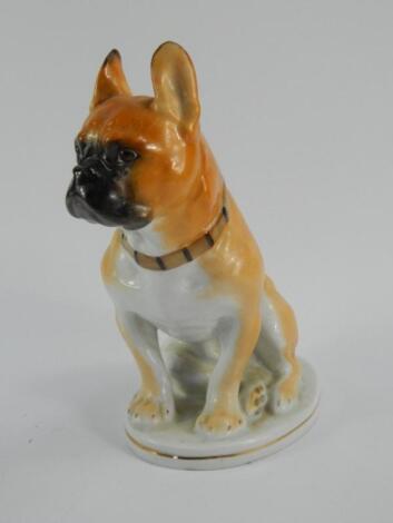 A German porcelain figure of a Boxer dog