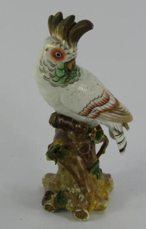 A Sitzendorf porcelain figure of a cockatiel