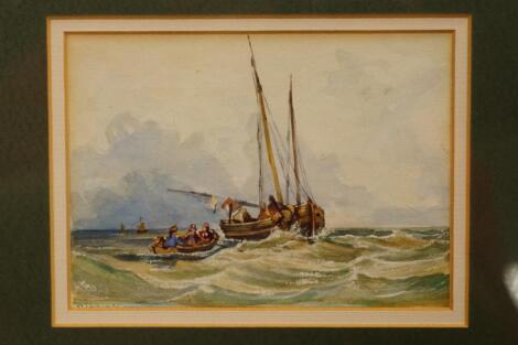 W T Stanway (British 19thC). Boats in a choppy sea