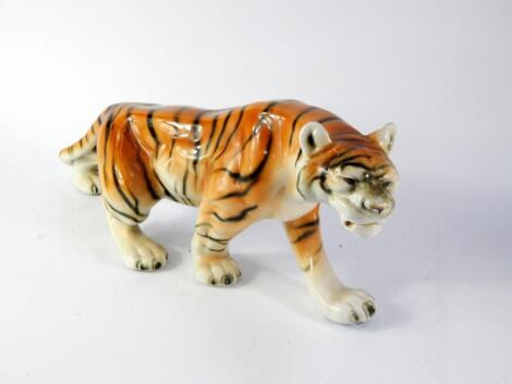 A Royal Dux pottery figure of a tiger