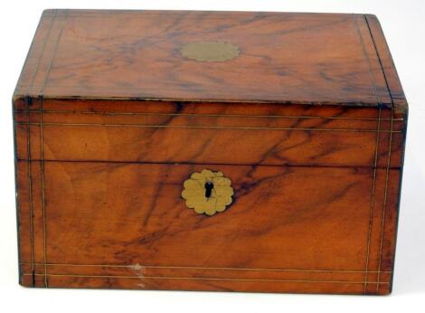 A Victorian walnut sewing box