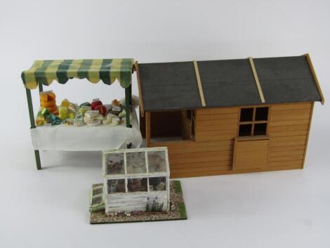 A scale model of a cheese stall