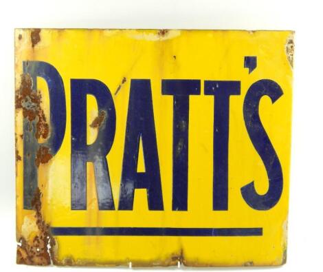 A Pratts two sided enamel sign