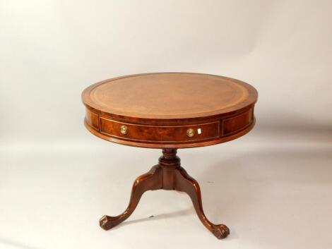 A burr oak drum library table