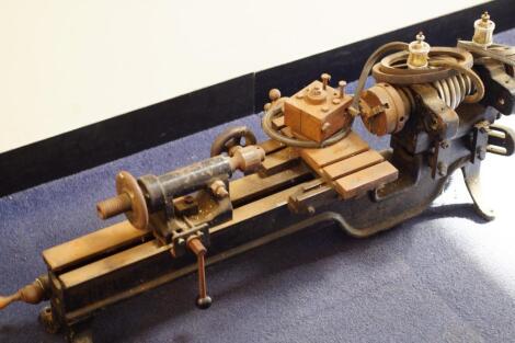 A woodworking lathe