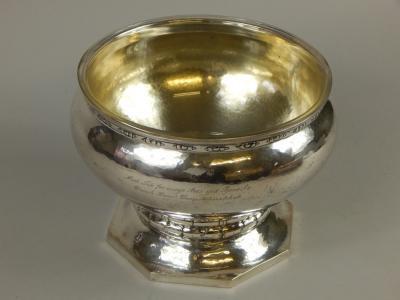 A Danish white metal presentation bowl