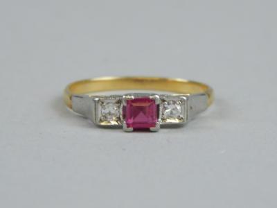 A ruby and diamond ring