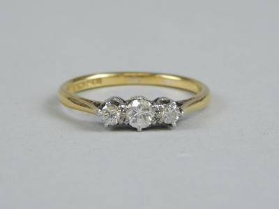 A three stone diamond ring