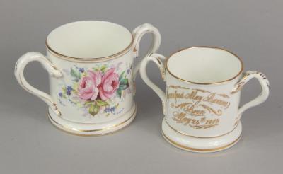 Two early 20thC porcelain loving cups