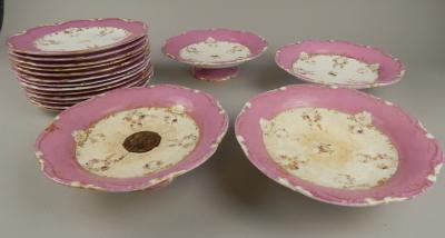 A mid 19thC English porcelain part dessert service