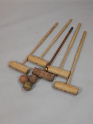 A quantity of ash croquet mallets