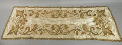 An Eastern embroidered silk hanging alter piece