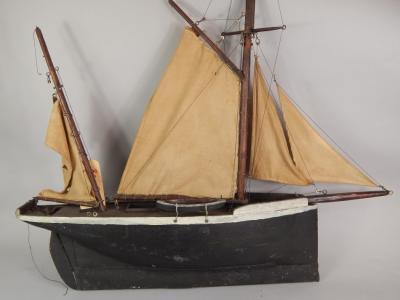 A scale model of a two masted boat