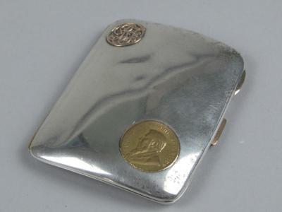 A silver cigarette case