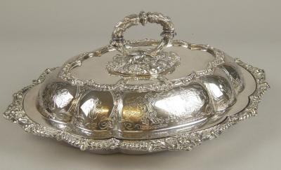 A Victorian silver plated tureen and cover