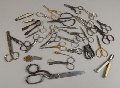 Various pairs of scissors