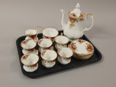 A Royal Albert Old Country Roses pattern part coffee set