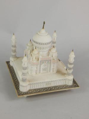 A 20thC alabaster model of the Taj Mahal