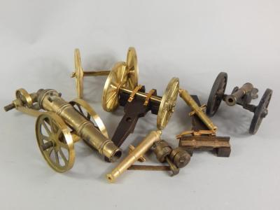 Various miniature brass and cannon