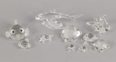 Various Swarovski crystal fish etc