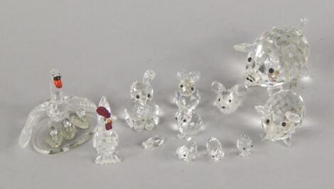 Various Swarovski crystal animals and birds