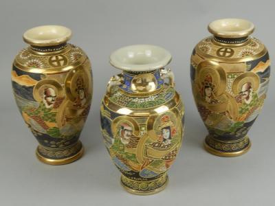 Three early 20thC Japanese Satsuma type vases