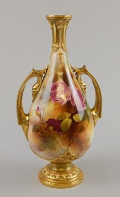 An early 20thC Royal Worcester blush ivory vase