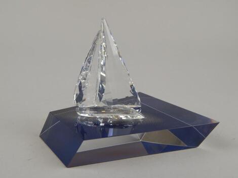 A Swarovski figure of a yacht