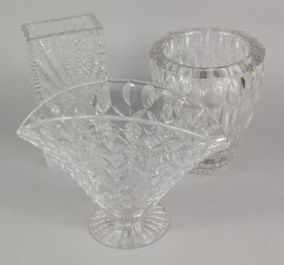 Three items of clear cut glass