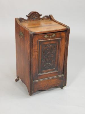 A late Victorian and walnut coal purdonium