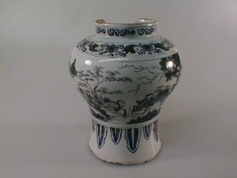 An 18thC Delft baluster jar