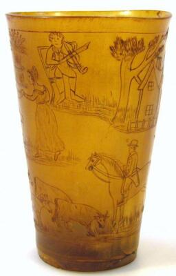 A mid-19thC dated horn beaker - 4