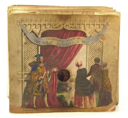 A mid-19thC English telescopic articulated paper viewer of the Great Exhibition