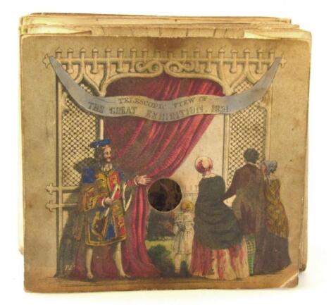 A mid-19thC English telescopic articulated paper viewer of the Great Exhibition