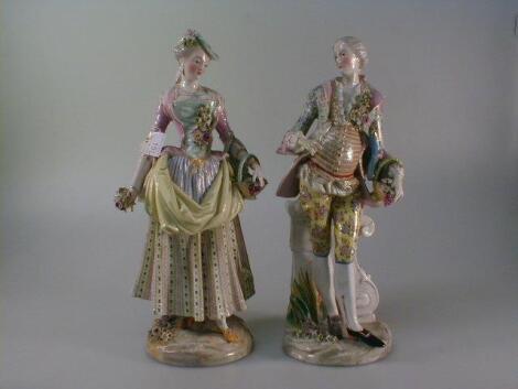 A pair of 19thC Meissen porcelain figures