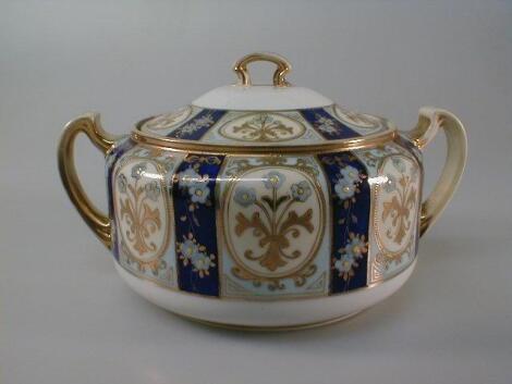 A Noritake porcelain two-handled sugar bowl and cover